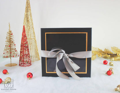 Square Gift Box with Clear Lid and Ribbon - Various Colors - For Luxury Flower/ Gift / Chocolate Strawberry Arrangements