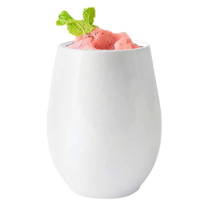 12 oz. White Elegant Stemless Plastic Wine Glasses - 16 pcs