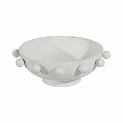 Decorative Bowl - White Iron/Fir Wood Hobnail, 11 in.