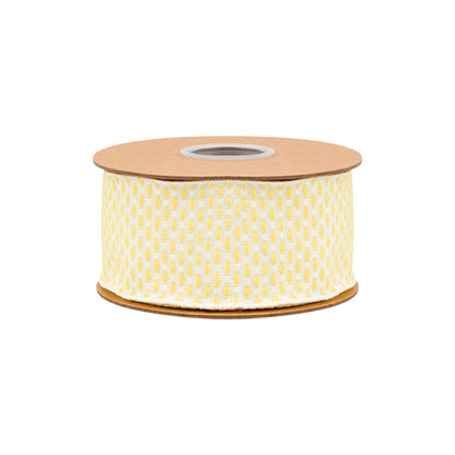 2 1/2" Wired Ribbon | Yellow/White Woven | 10 Yard Roll