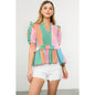 Multicolor Stripe Short Sleeve Top