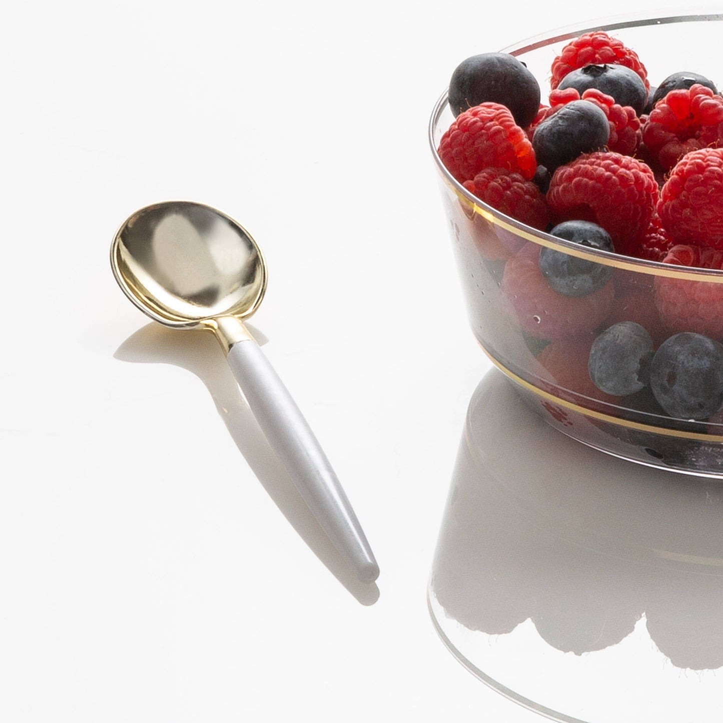 Clear and Gold Plastic Mini Spoons | 20 Spoons