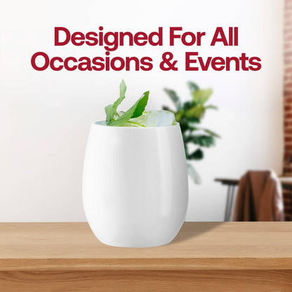 12 oz. White Elegant Stemless Plastic Wine Glasses - 16 pcs