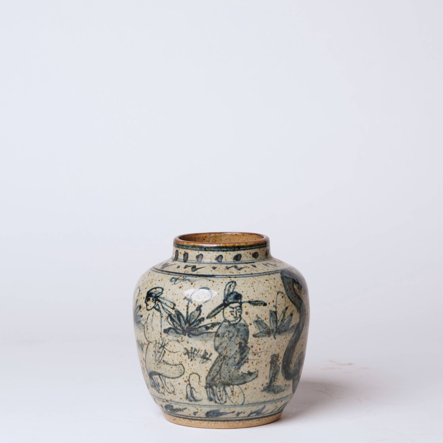Rustic Porcelain Scholars Small Round Vase