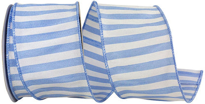 Cabana Stripe Dupioni Wired Edge, Iris, 2-1/2 In, 10 Yards