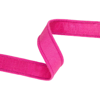 1" Wired Dupioni Ribbon | Hot Pink w/ Metallic Fused Backing | 10 Yard Roll
