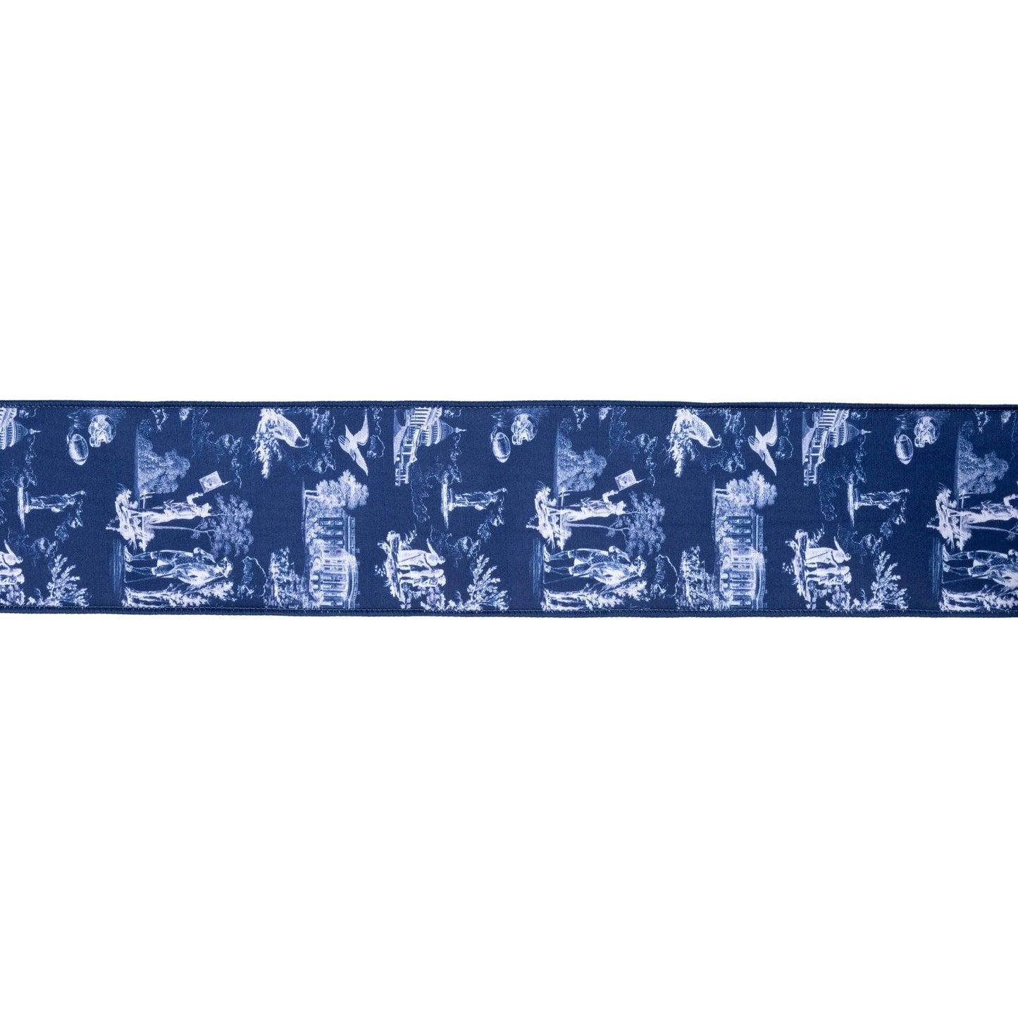 4" Wired Dupioni Ribbon | Patriotic Toile w/Blue Backing | 10 Yard Roll