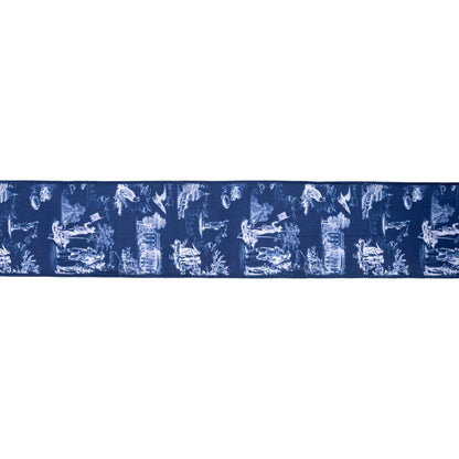 4" Wired Dupioni Ribbon | Patriotic Toile w/Blue Backing | 10 Yard Roll
