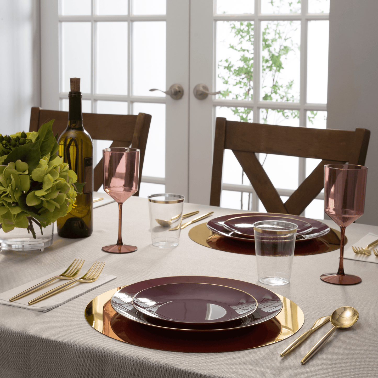 Purple and Gold Plastic Round Plates | 10 Pack