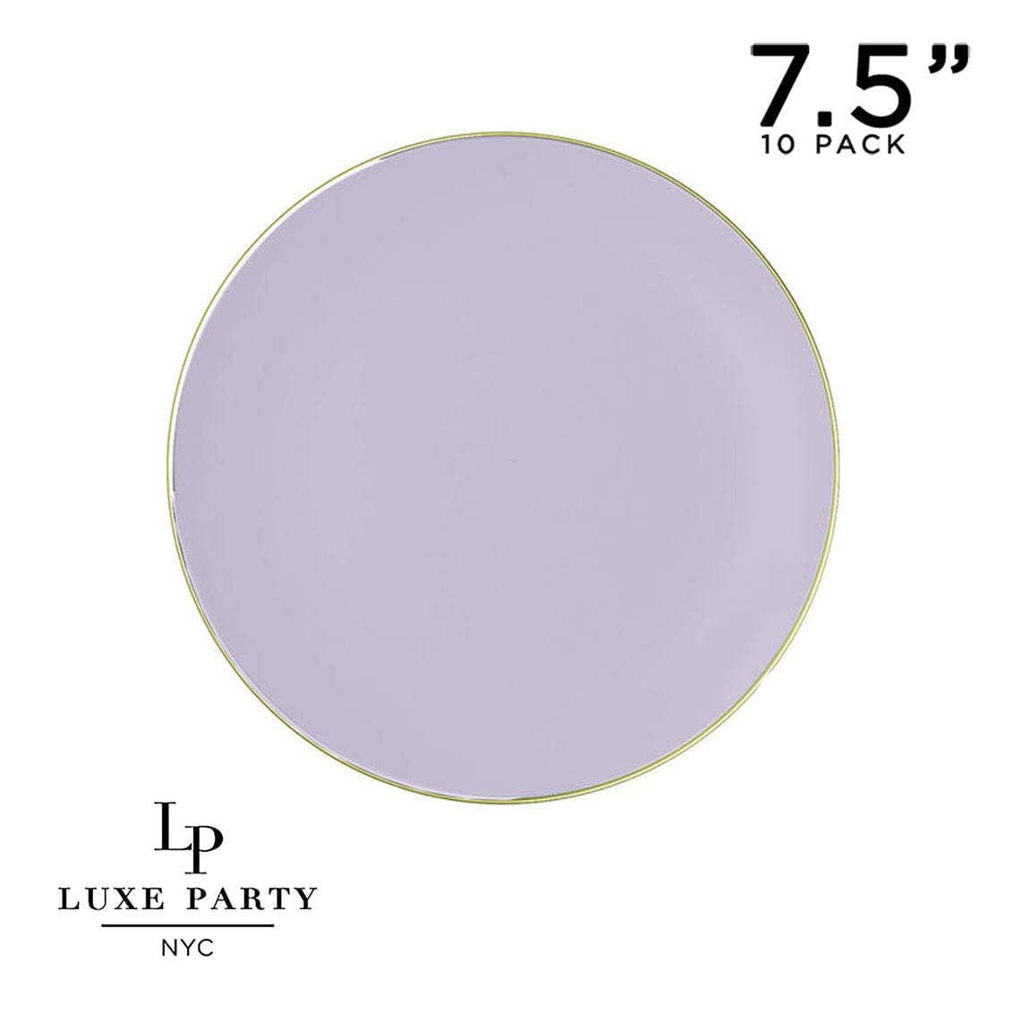Lavender Purple and Gold Round Plastic Plates | 10 Pack