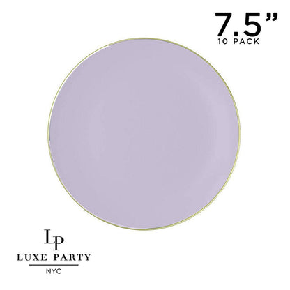 Lavender Purple and Gold Round Plastic Plates | 10 Pack