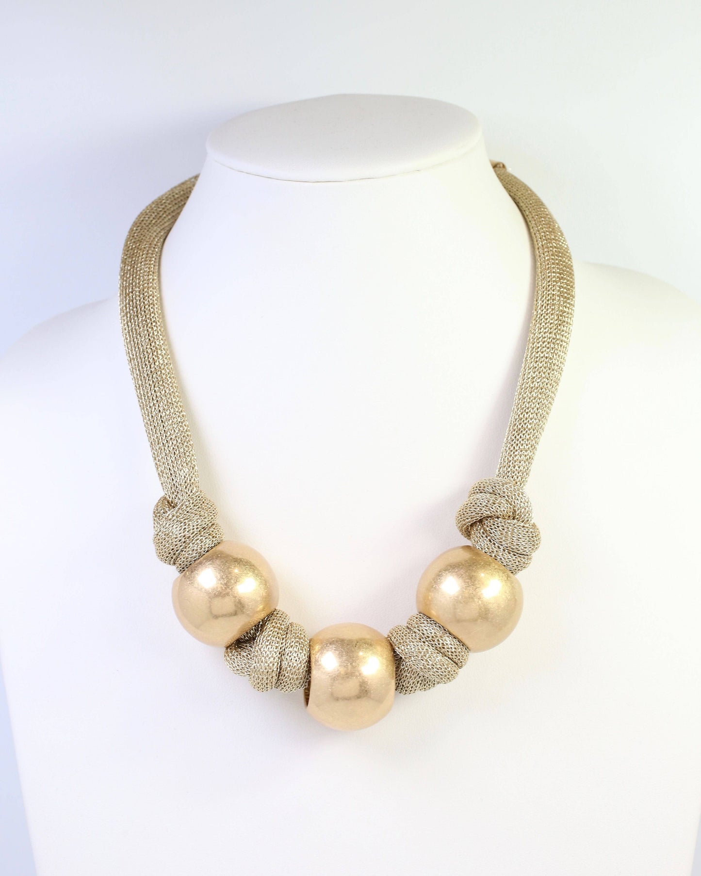 Asheboro Mesh Beaded Necklace Gold