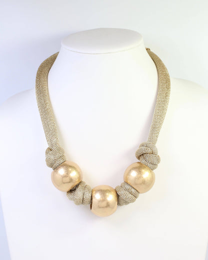Asheboro Mesh Beaded Necklace Gold