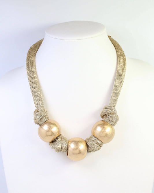 Asheboro Mesh Beaded Necklace Gold