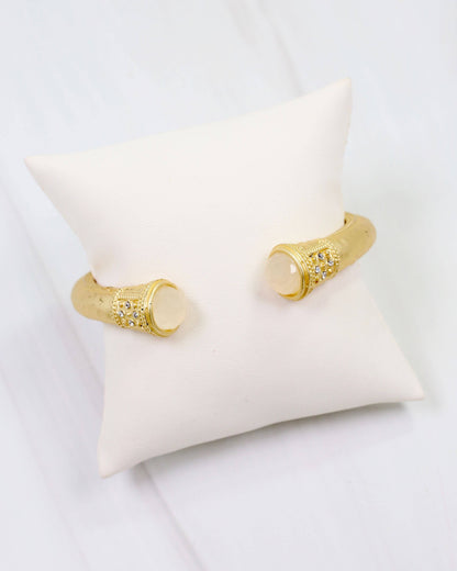 Colette Hammered Hinged Cuff Bracelet Opal