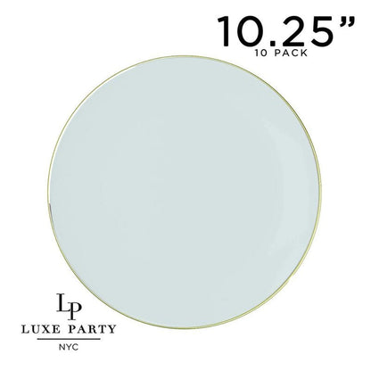 Mint Green and Gold Round Plastic Plates | 10 Pack