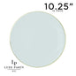 Mint Green and Gold Round Plastic Plates | 10 Pack