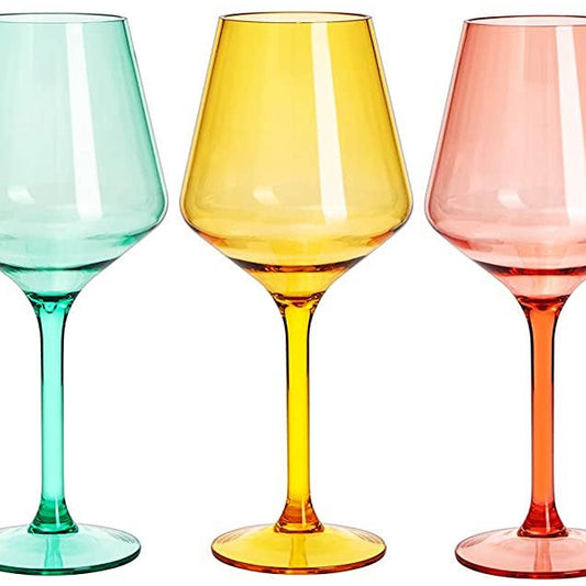 Unbreakable Yellow Stemmed Acrylic Wine Glasses (set of 2)