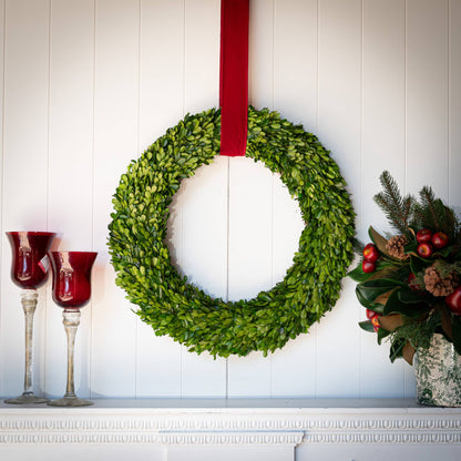 24” Round - Preserved Boxwood Country Manor Wreath
