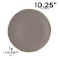 Taupe and Gold Round Plastic Plates | 10 Pack