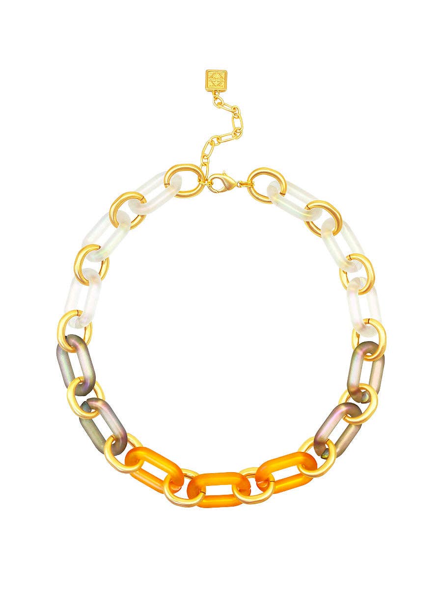 Multi-Color Resin Oval Links Collar Necklace