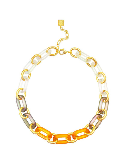 Multi-Color Resin Oval Links Collar Necklace