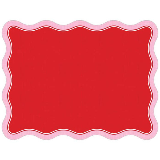 Red with Light Pink Linen Border Posh Die-Cut Placemat