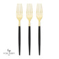 Chic Round Black and Gold Forks | 32 Pieces