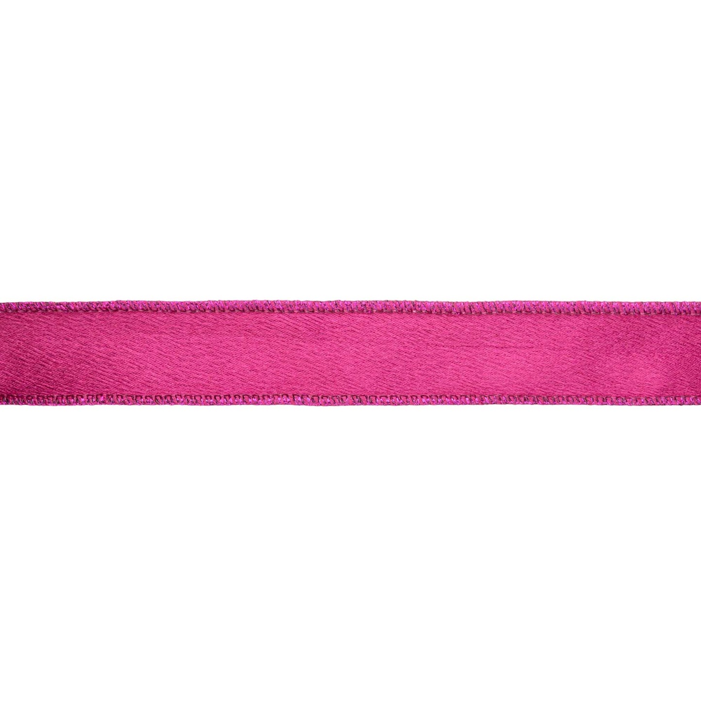 1" Wired Shimmer Satin Ribbon | Fushia with Fushia Backing | 10 Yard Roll