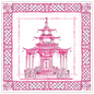 Handpainted Ornate Pagoda Pink Square Placemat